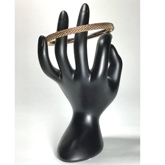 Textured Rose Gold Over Sterling Silver Italian Mesh Bangle Bracelet - Picture 2 of 6